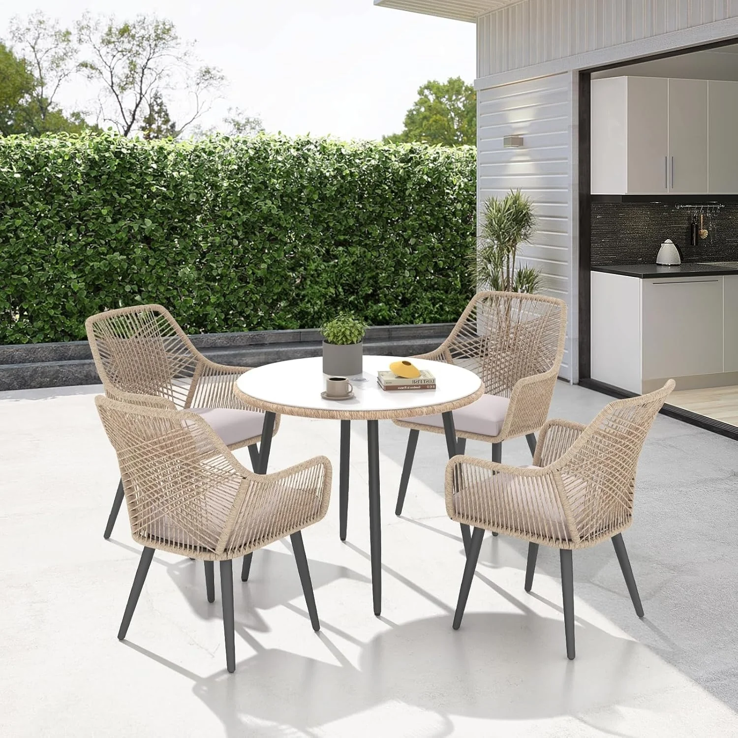 5-Piece Outdoor Rope Patio Dining Set - Image 8