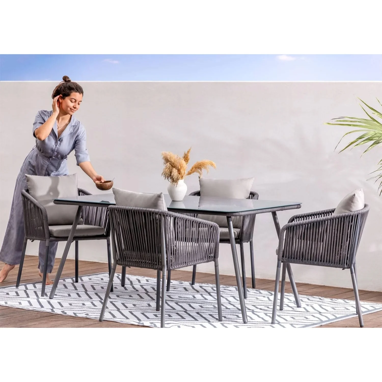 Outdoor Rope 5-Piece Patio Dining Set - Image 15