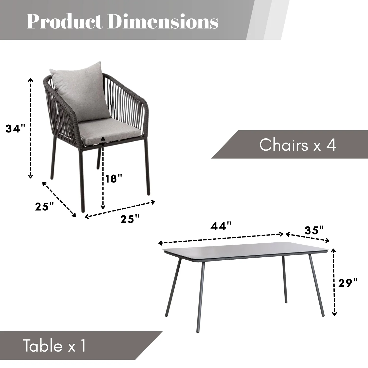 Outdoor Rope 5-Piece Patio Dining Set - Image 2