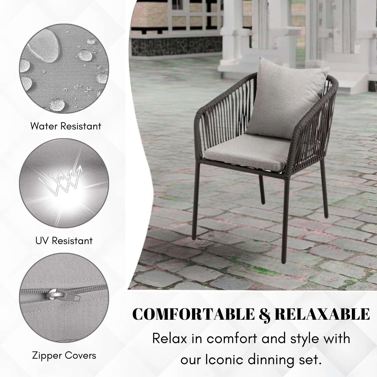Outdoor Rope 5-Piece Patio Dining Set - Image 7