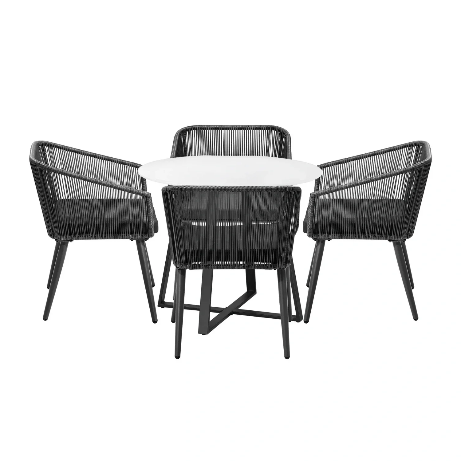 5-Piece Outdoor Patio Dining Set with Rope Chairs & Dining Table - Image 8