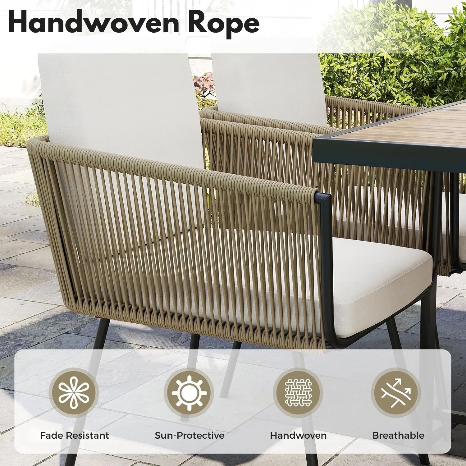 5-Piece Outdoor Patio Dining Set with Square Wood Tabletop - Image 7