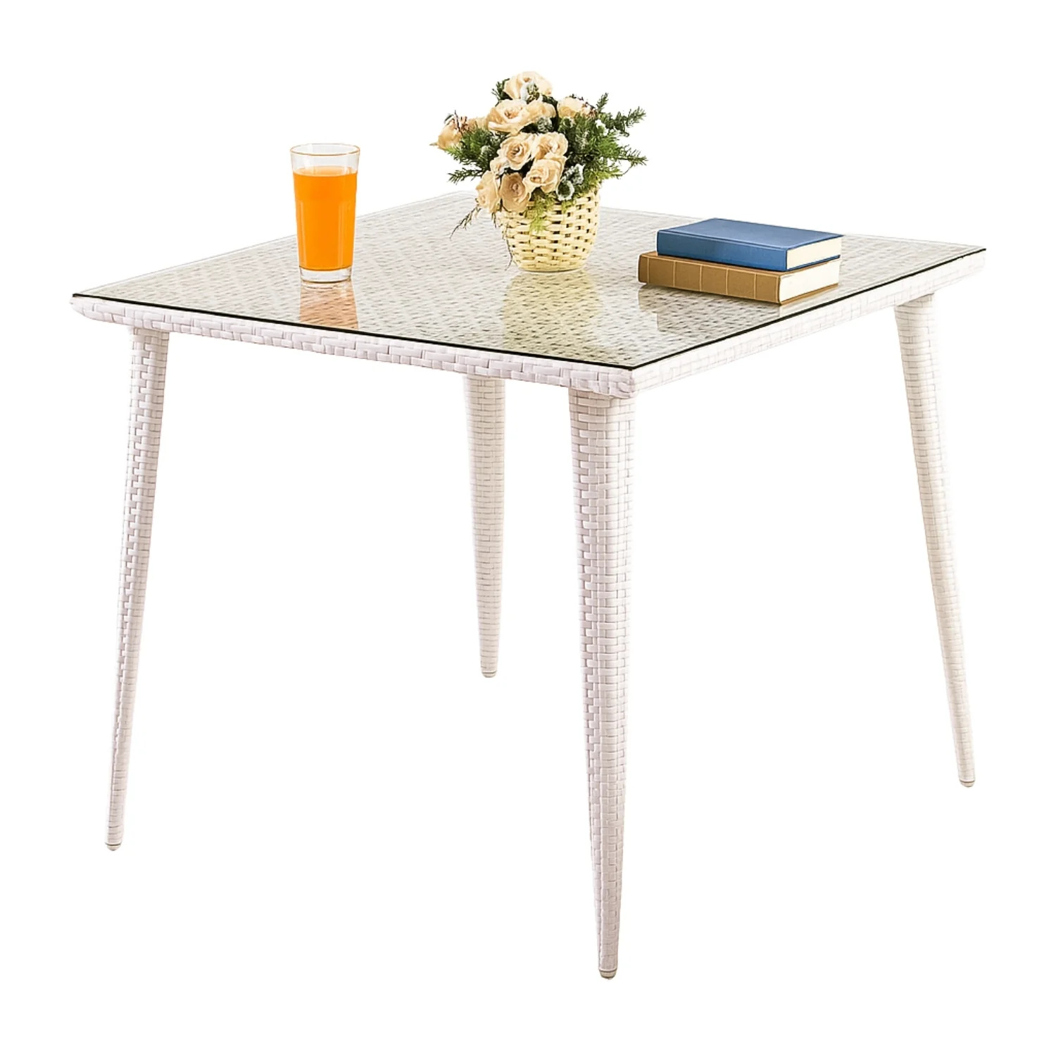 5-Piece Outdoor Patio Dining Set With Wicker Chairs & Glass-Top Table - Image 9