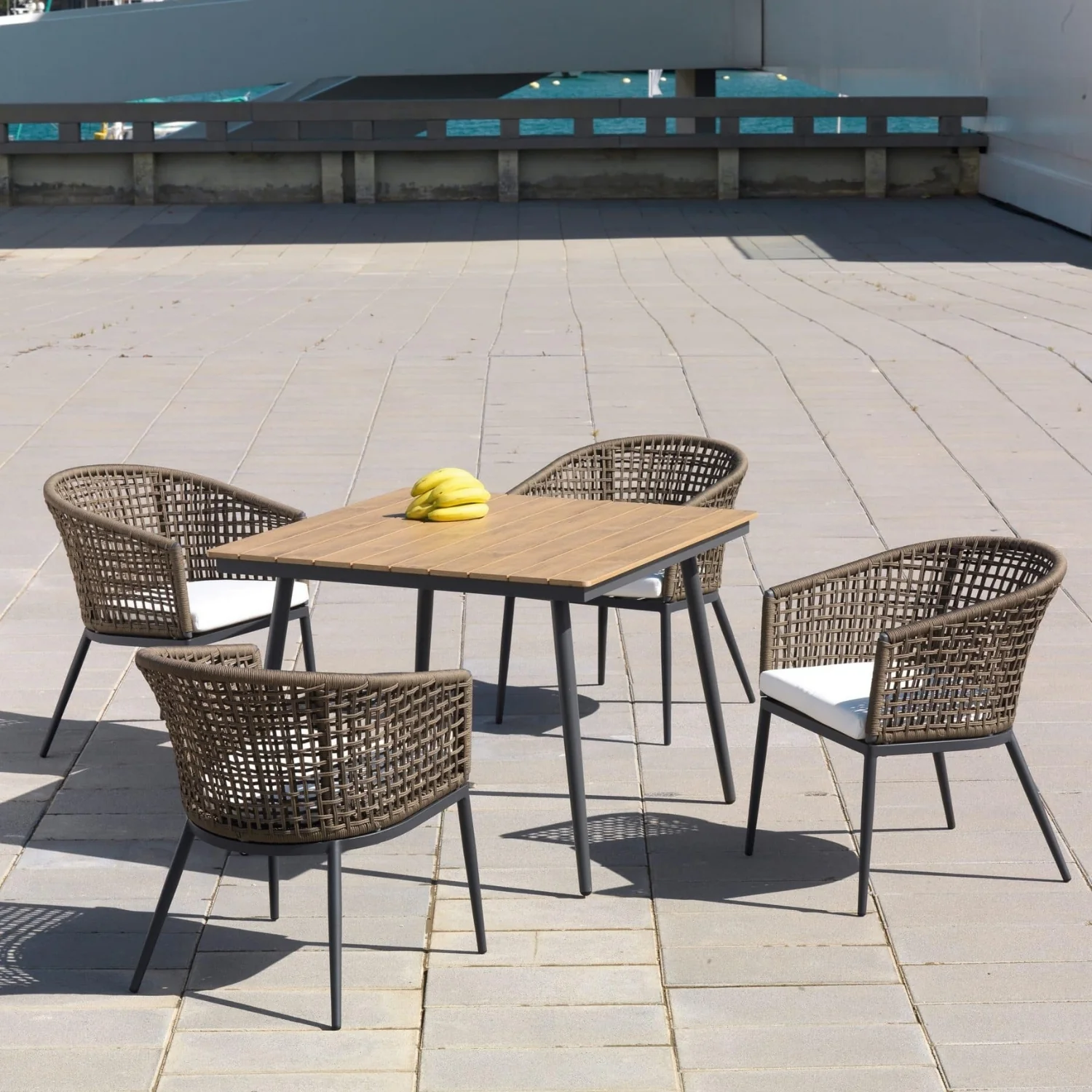 5-Piece Outdoor Patio Dining Set With Wooden Tabletop - Image 11