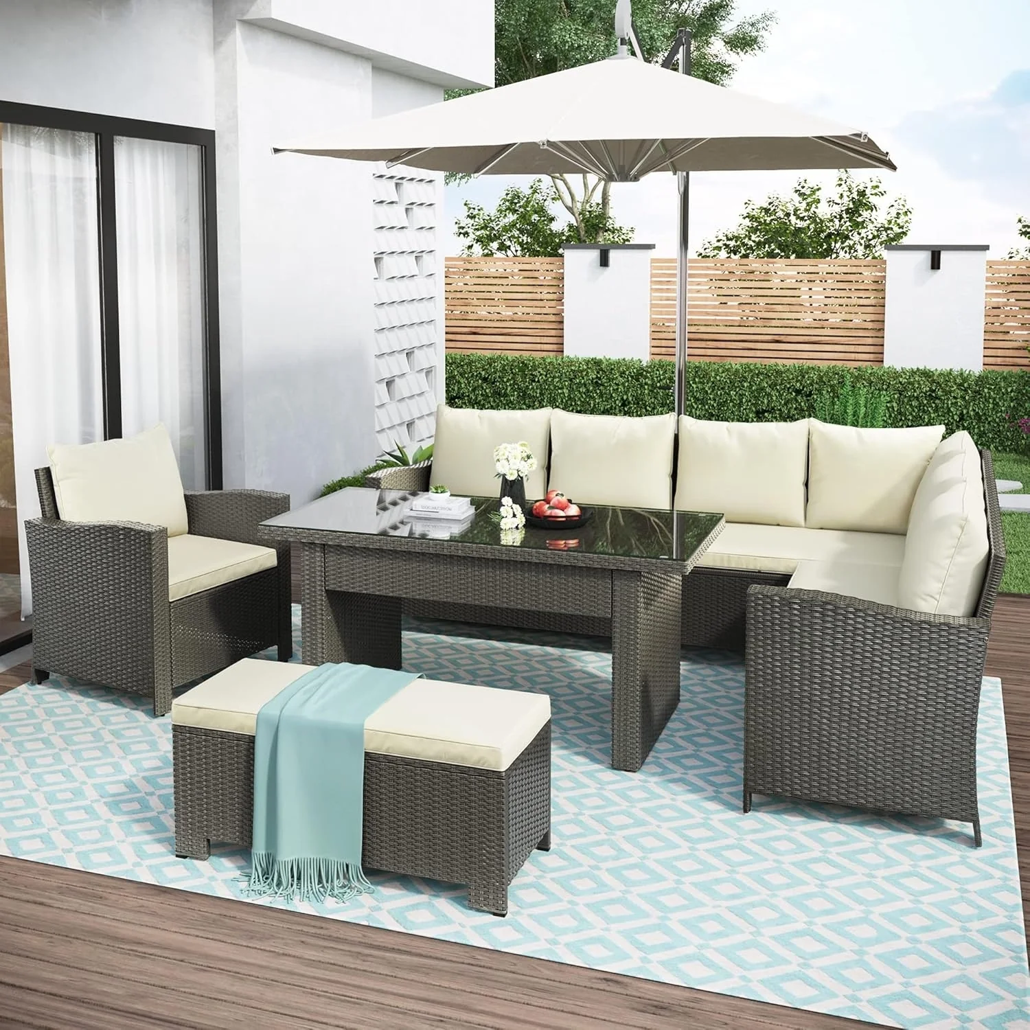 5-Piece Outdoor Patio Furniture Set with Dining Table and Chairs - Image 11