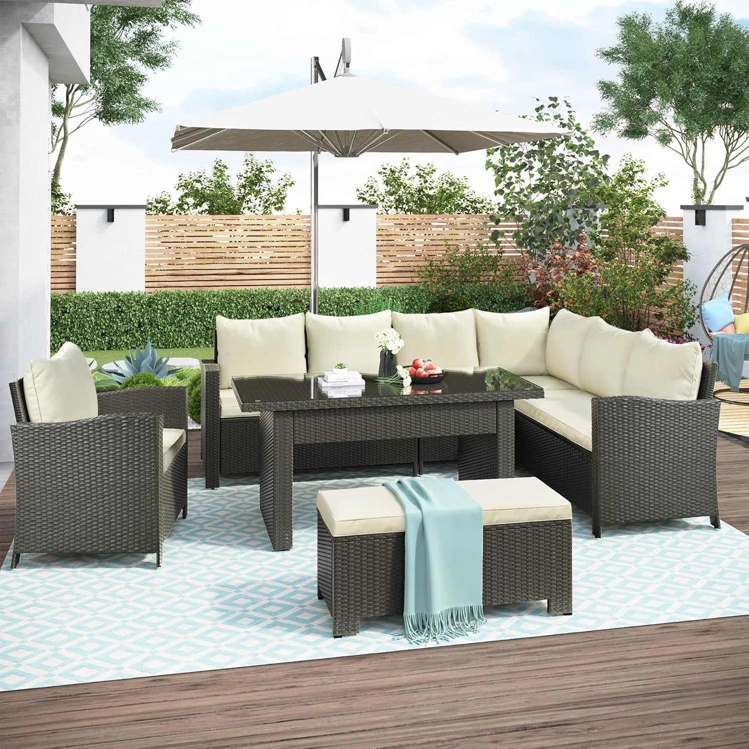 5-Piece Outdoor Patio Furniture Set with Dining Table and Chairs - Image 15