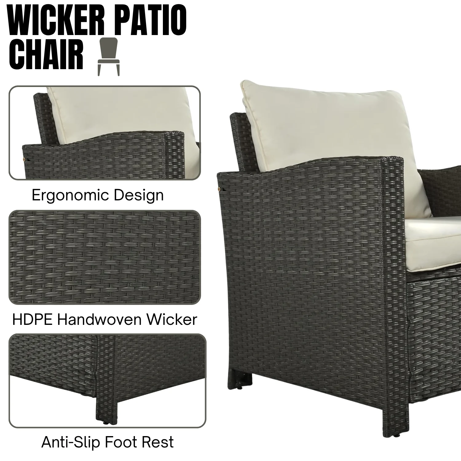 5-Piece Outdoor Patio Furniture Set with Dining Table and Chairs - Image 5