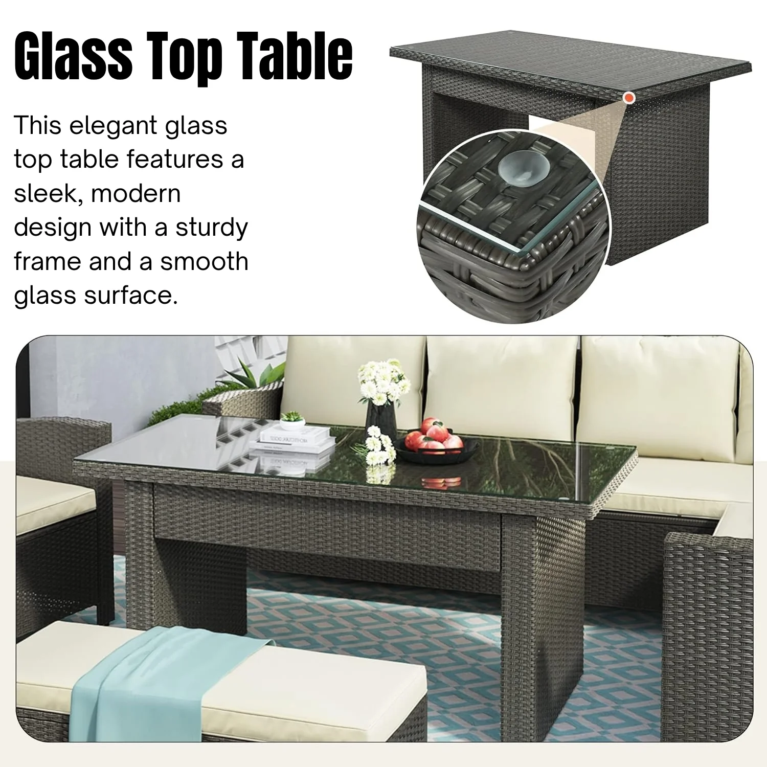 5-Piece Outdoor Patio Furniture Set with Dining Table and Chairs - Image 7