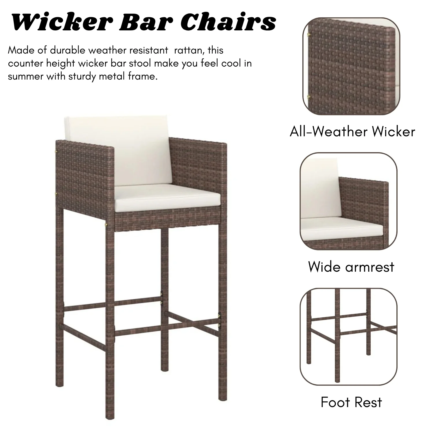 5-Piece Outdoor Rattan Wicker Bar Set - Image 4