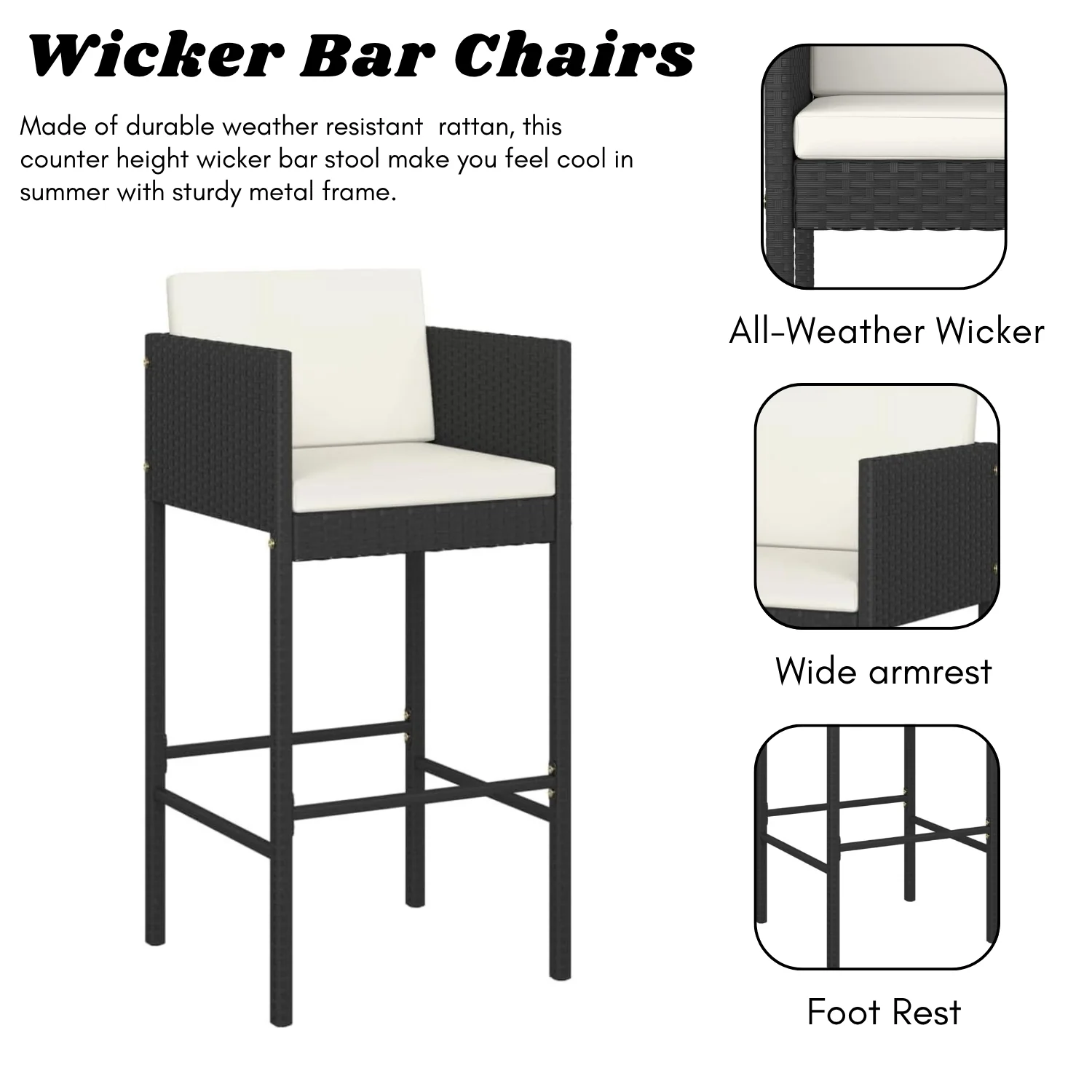 5-Piece Outdoor Rattan Wicker Bar Set - Image 5