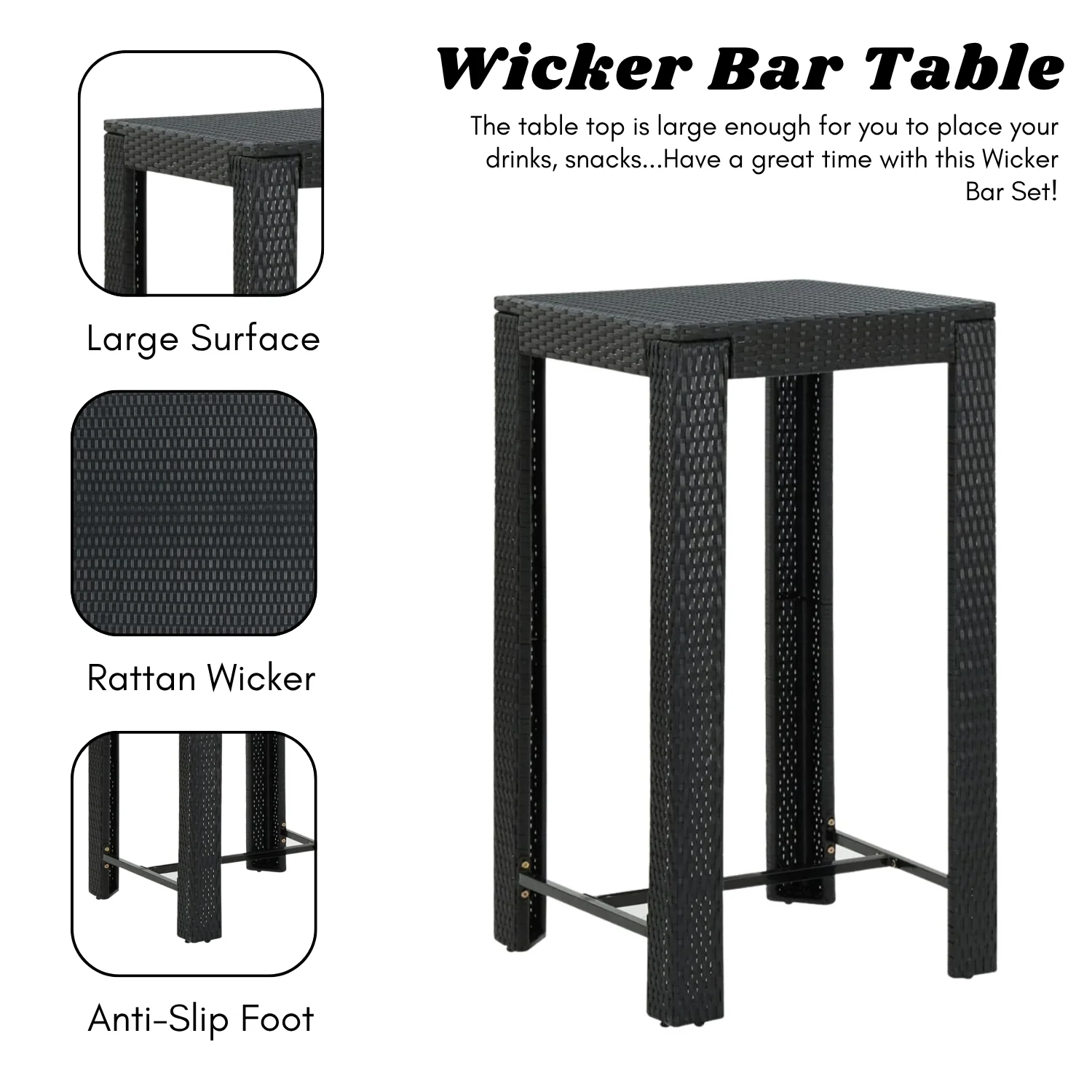 5-Piece Outdoor Rattan Wicker Bar Set - Image 7