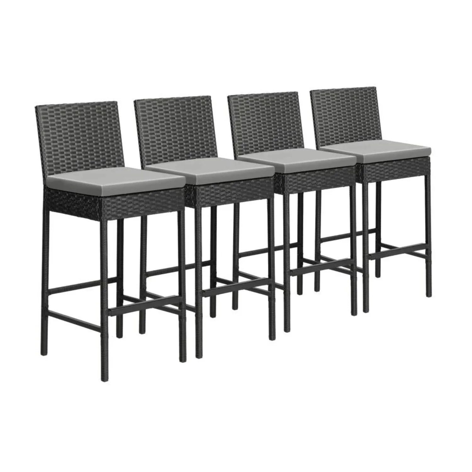 5-Piece Outdoor Rattan Wicker Bar Set with Glass Top Table - Image 12