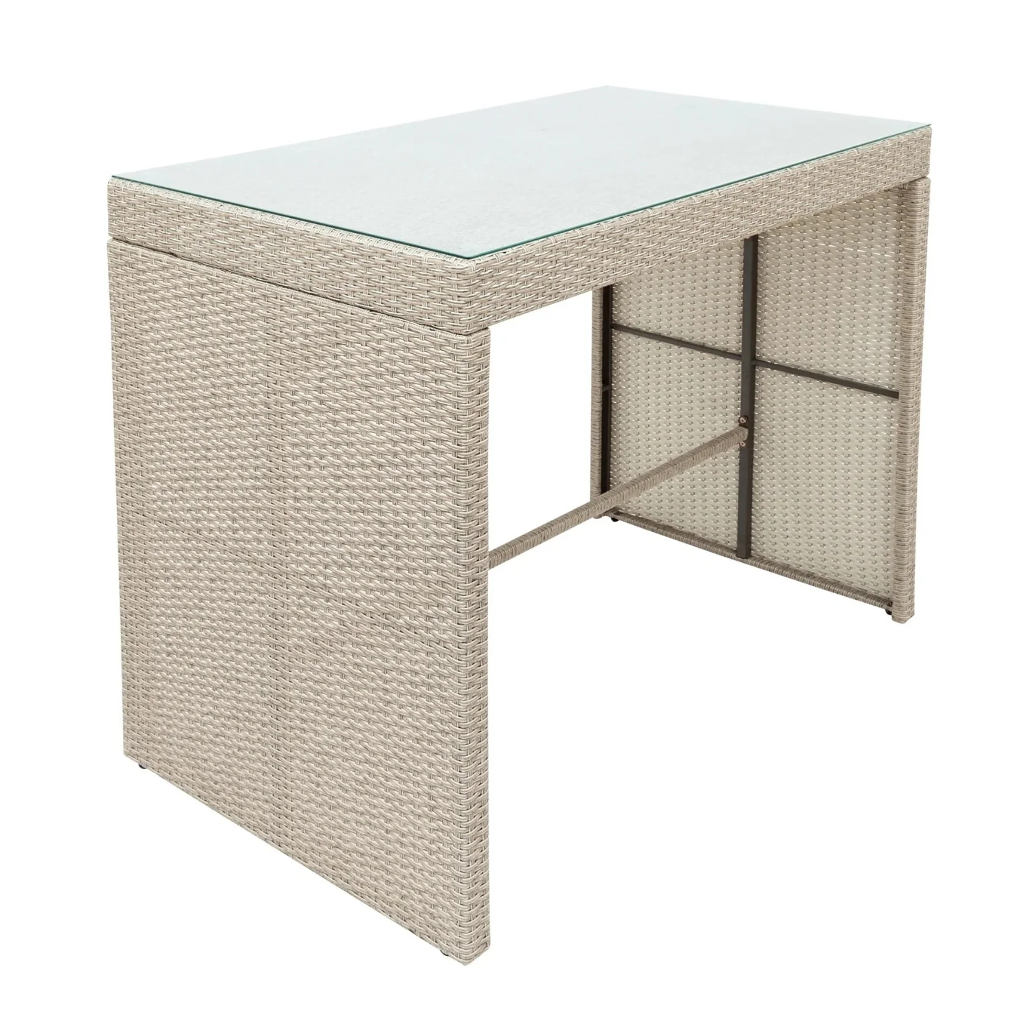 5-Piece Outdoor Rattan Wicker Bar Set with Glass Top Table - Image 9