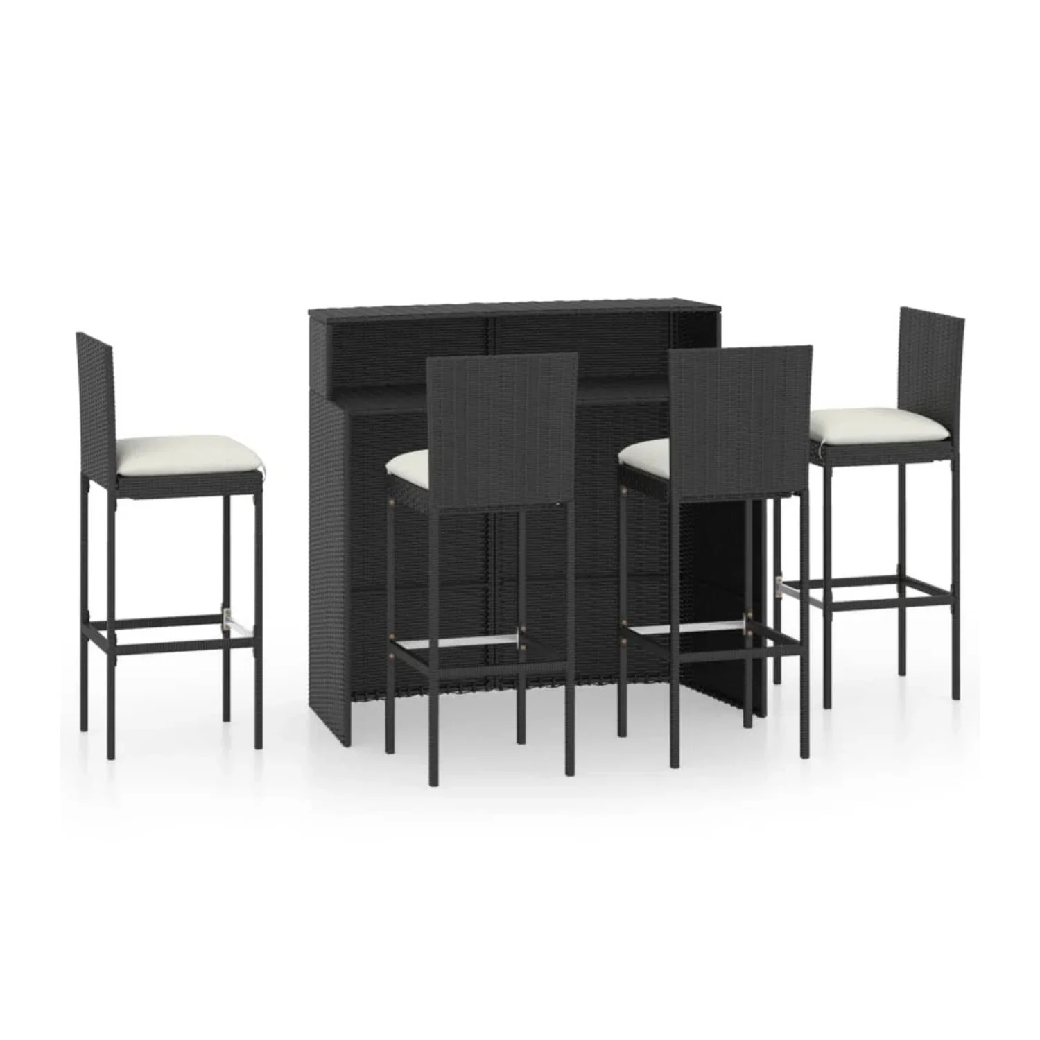 5-Piece Outdoor Rattan Wicker Bar Set with Wicker Top Table - Image 10