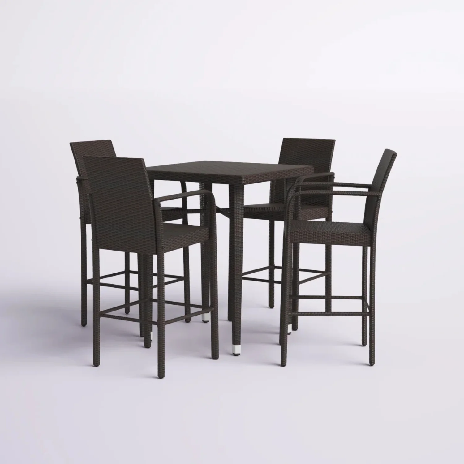 5-Piece Outdoor Rattan Wicker Bar Set with Wicker Top Table - Image 10