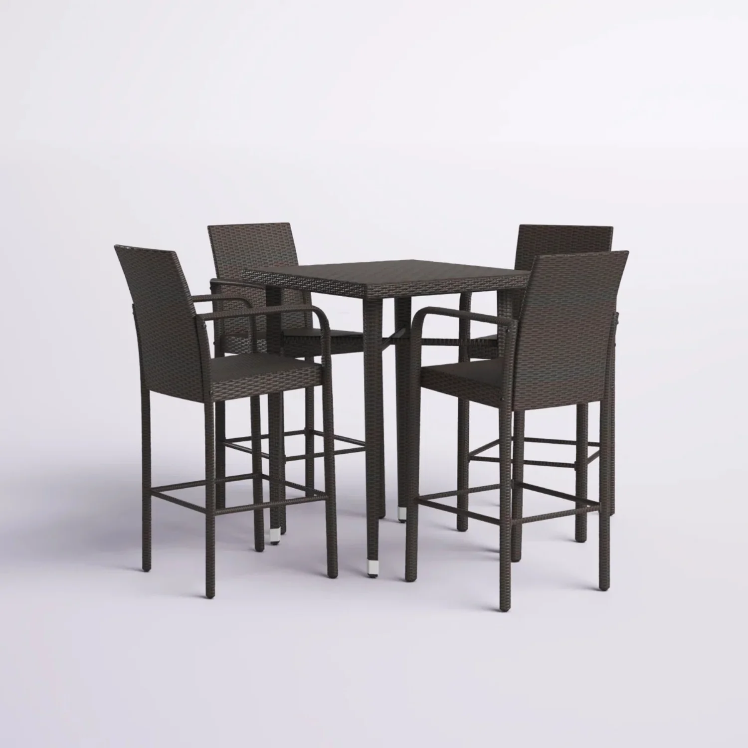 5-Piece Outdoor Rattan Wicker Bar Set with Wicker Top Table - Image 4