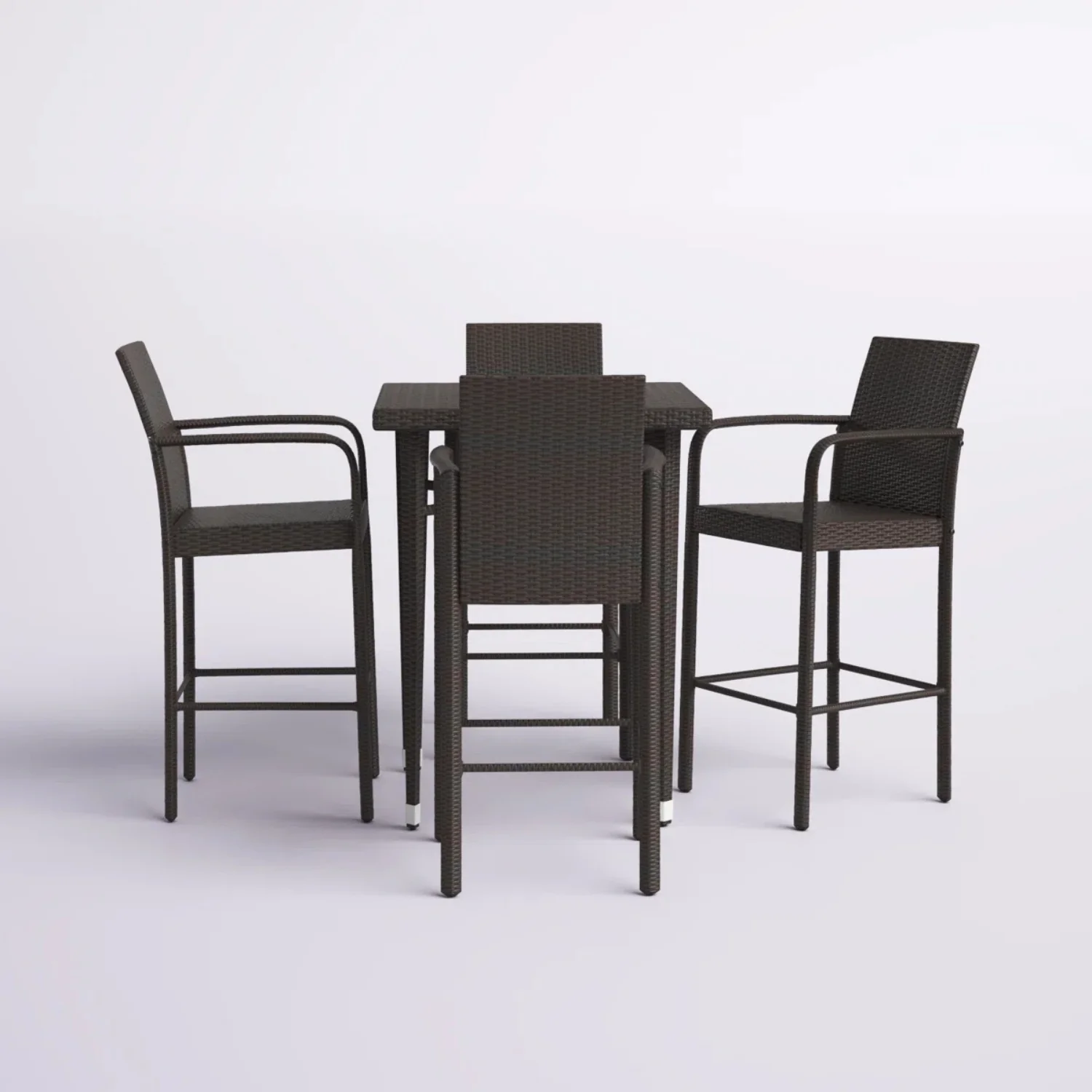 5-Piece Outdoor Rattan Wicker Bar Set with Wicker Top Table - Image 7