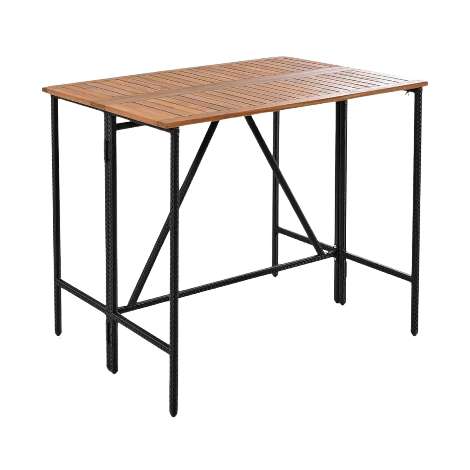 5-Piece Outdoor Rattan Wicker Bar Set with Wooden Top Table - Image 9