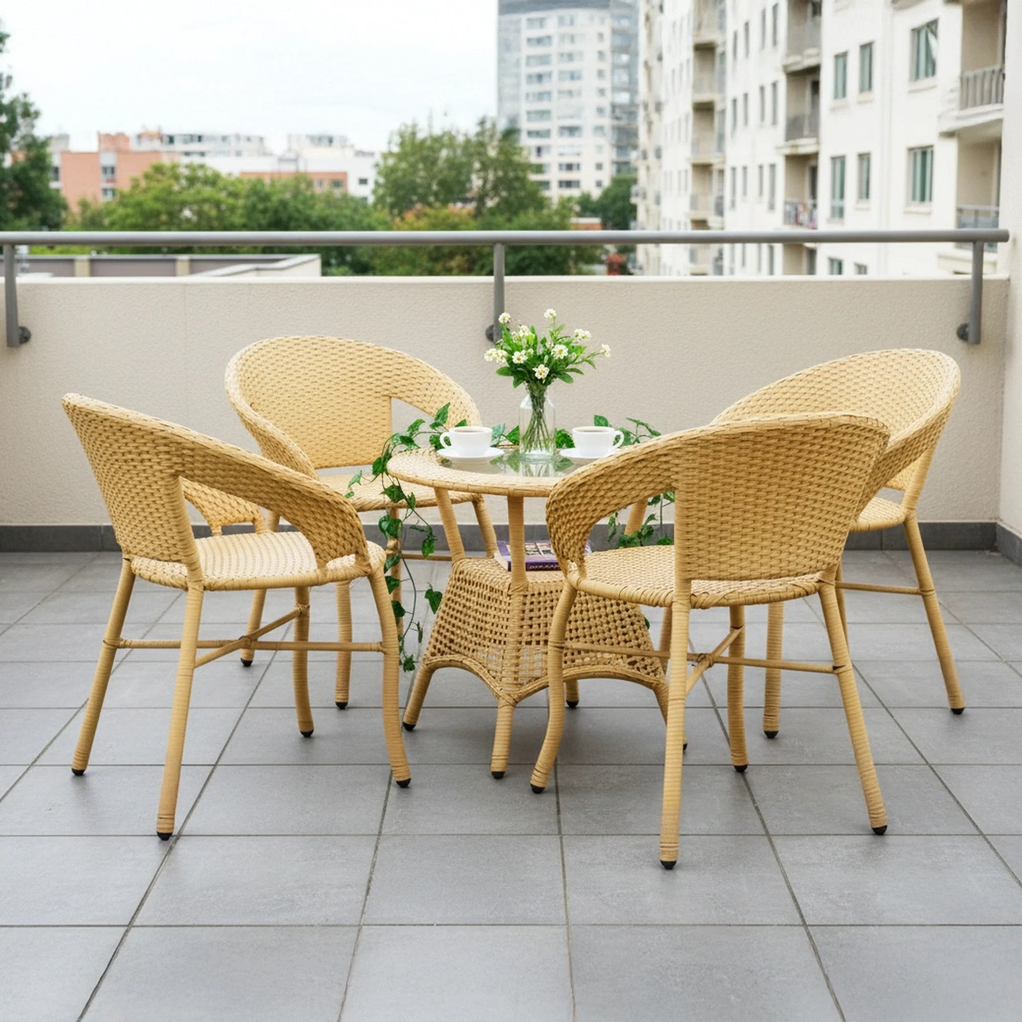 5-Piece Outdoor Rattan Wicker Patio Bistro Set - Image 8