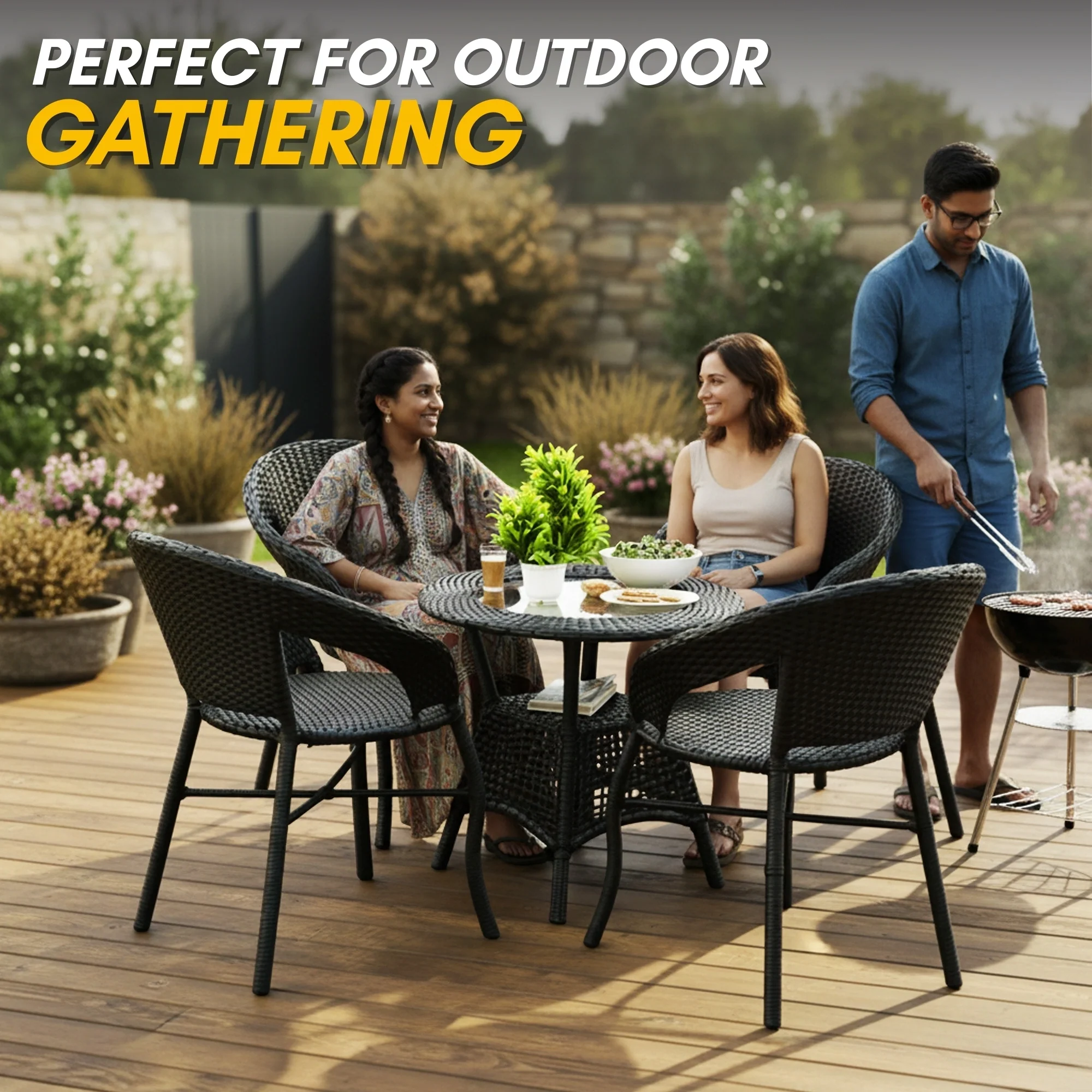 5-Piece Outdoor Rattan Wicker Patio Bistro Set - Image 7