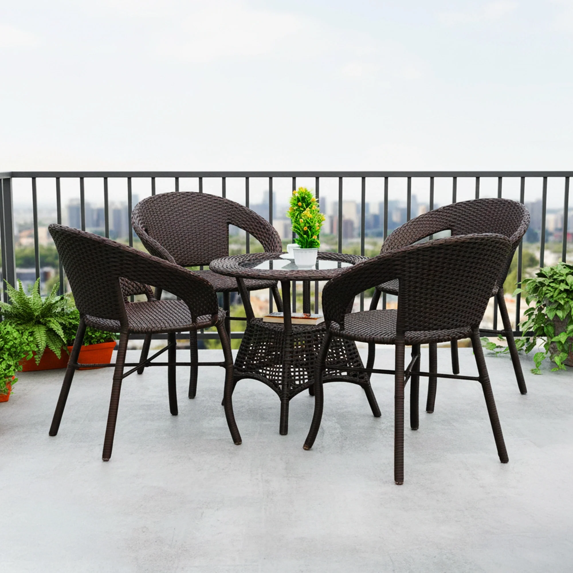 5-Piece Outdoor Rattan Wicker Patio Bistro Set - Image 8