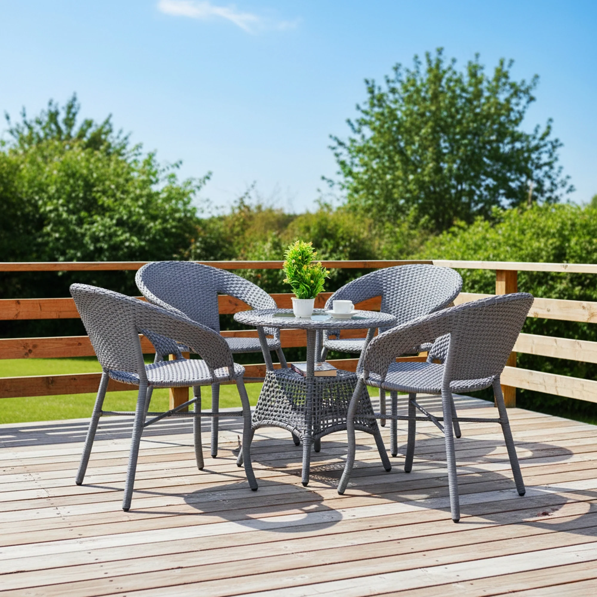 5-Piece Outdoor Rattan Wicker Patio Bistro Set - Image 8