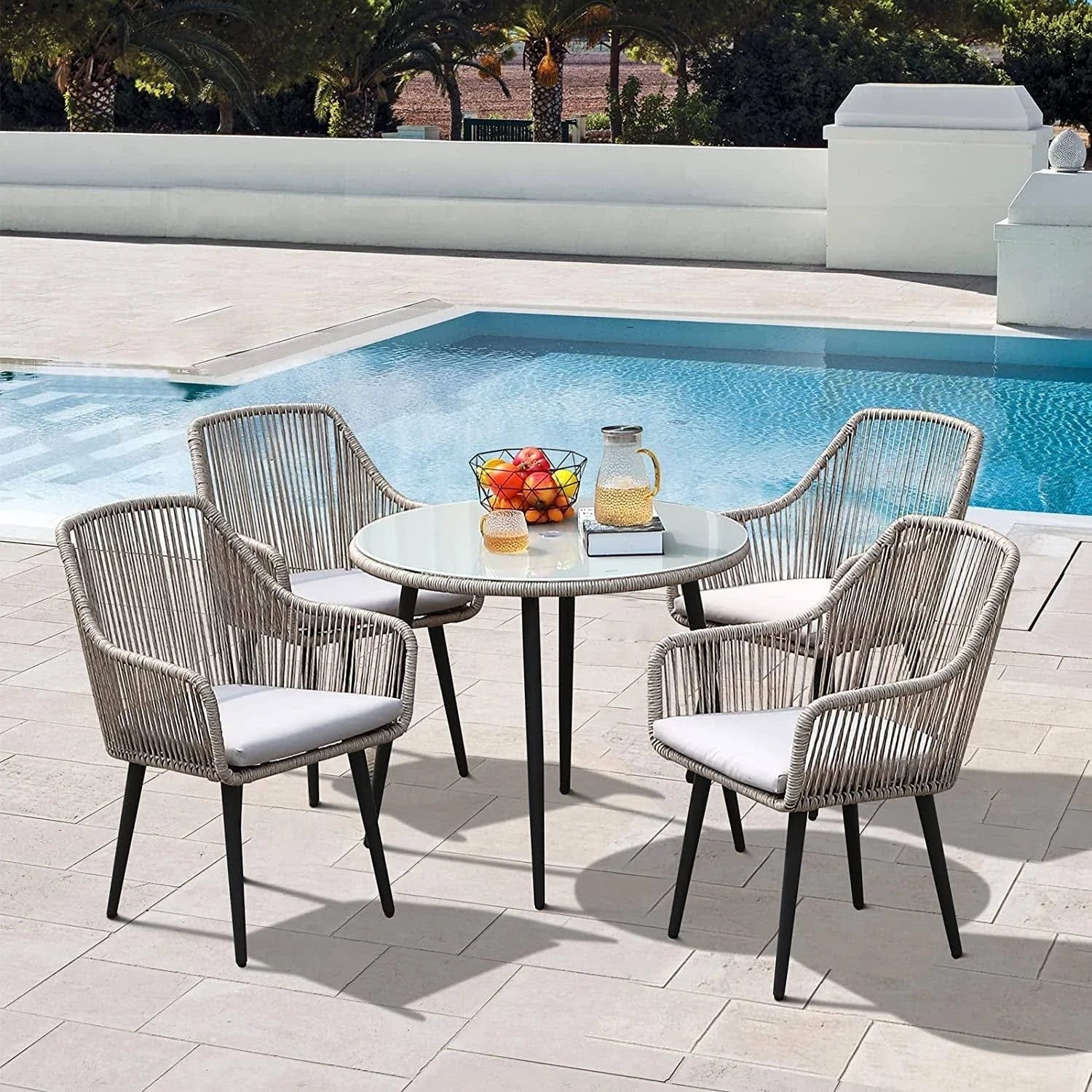 5-Piece Outdoor Rope Patio Dining Set - Image 8