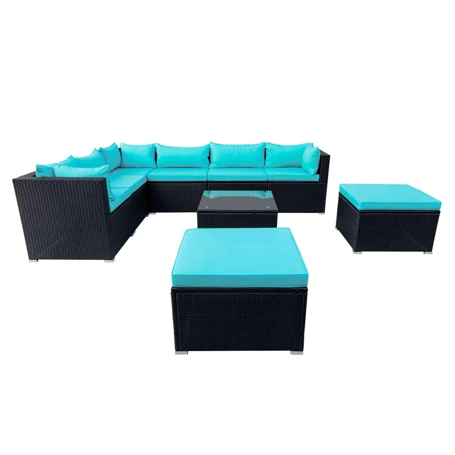 5-Piece Outdoor Wicker Furniture Set Modern Outdoor L-Shaped - Image 4