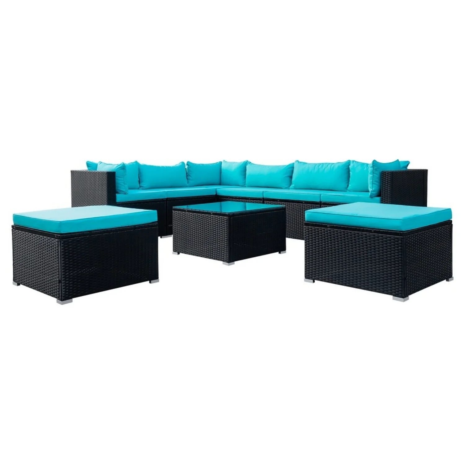 5-Piece Outdoor Wicker Furniture Set Modern Outdoor L-Shaped - Image 9