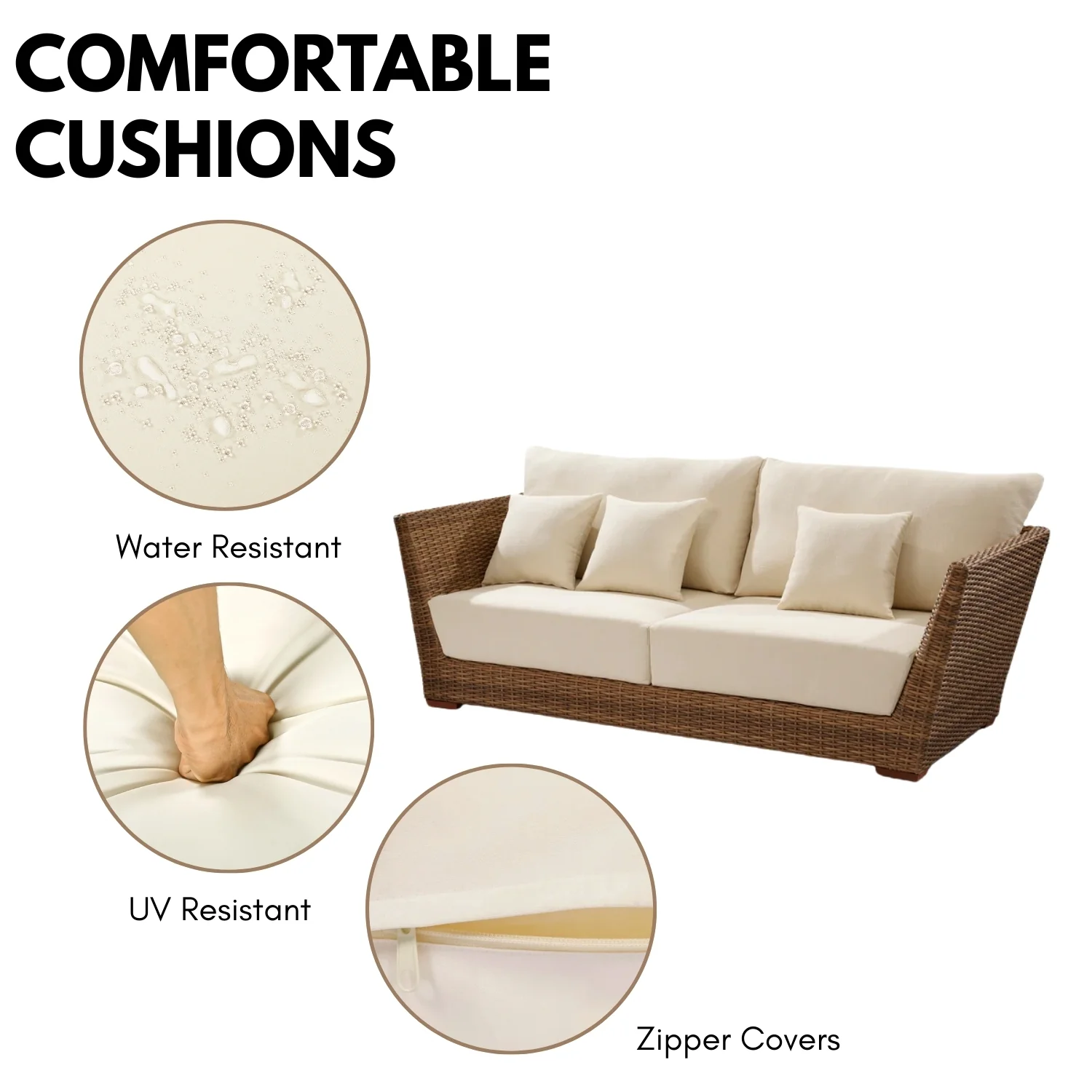 5-Piece Outdoor Wicker Sofa Set With 2-Tier Glass Top Tables - Image 7