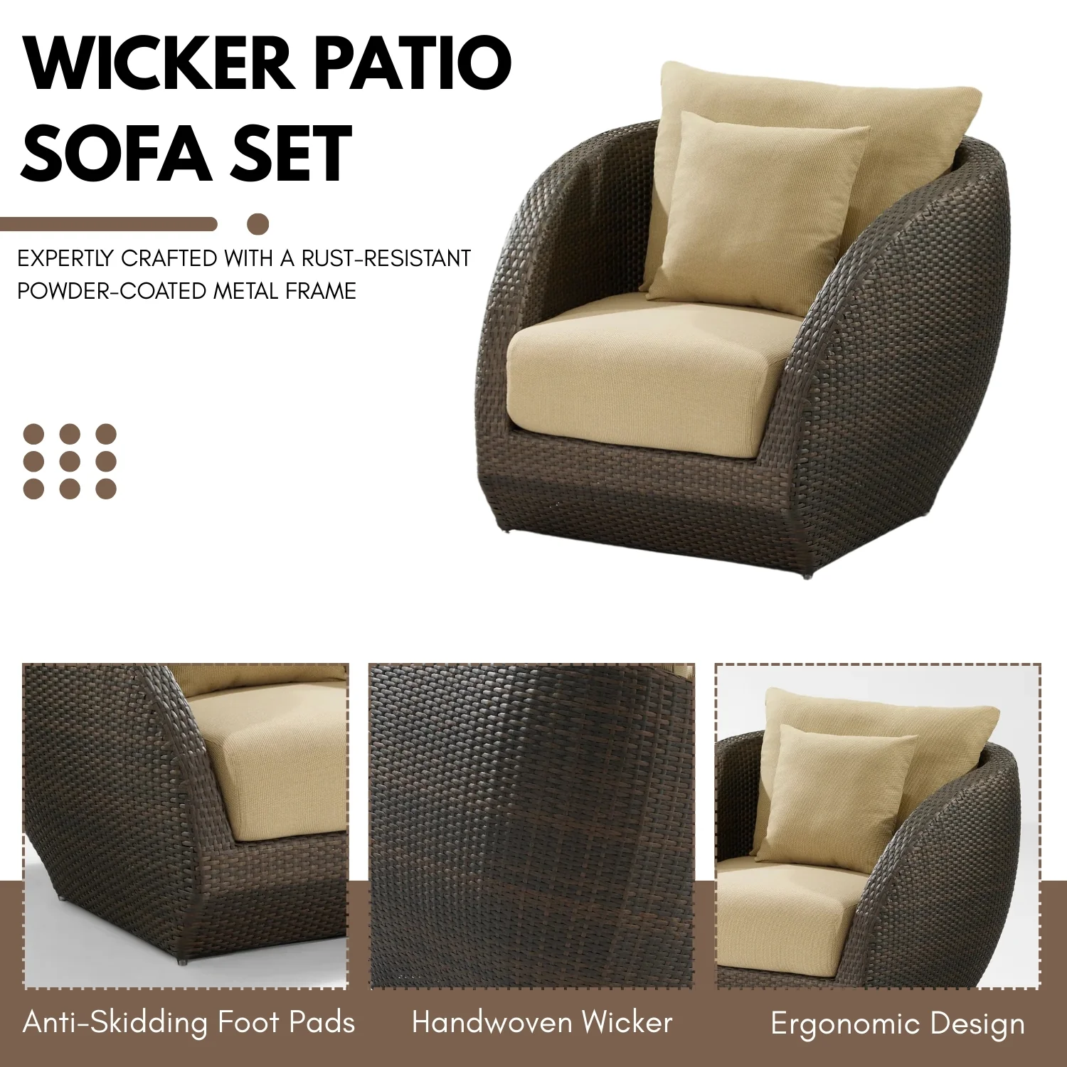 5-Piece Outdoor Wicker Sofa Set With Glass Top Tables - Image 6