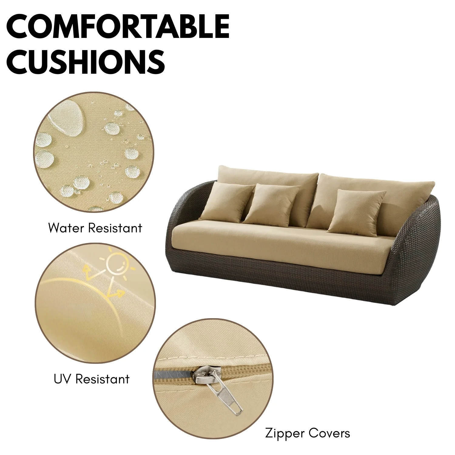 5-Piece Outdoor Wicker Sofa Set With Glass Top Tables - Image 7