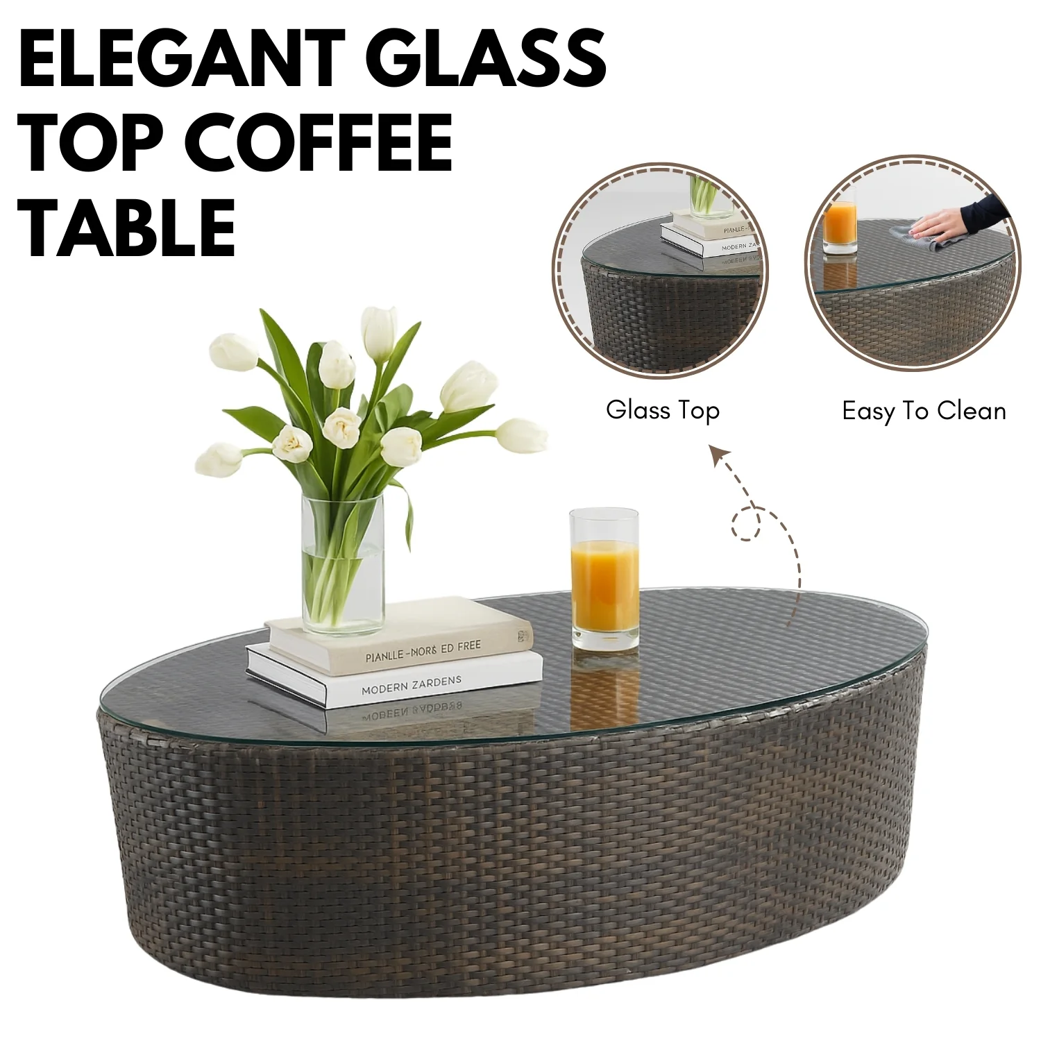 5-Piece Outdoor Wicker Sofa Set With Glass Top Tables - Image 8