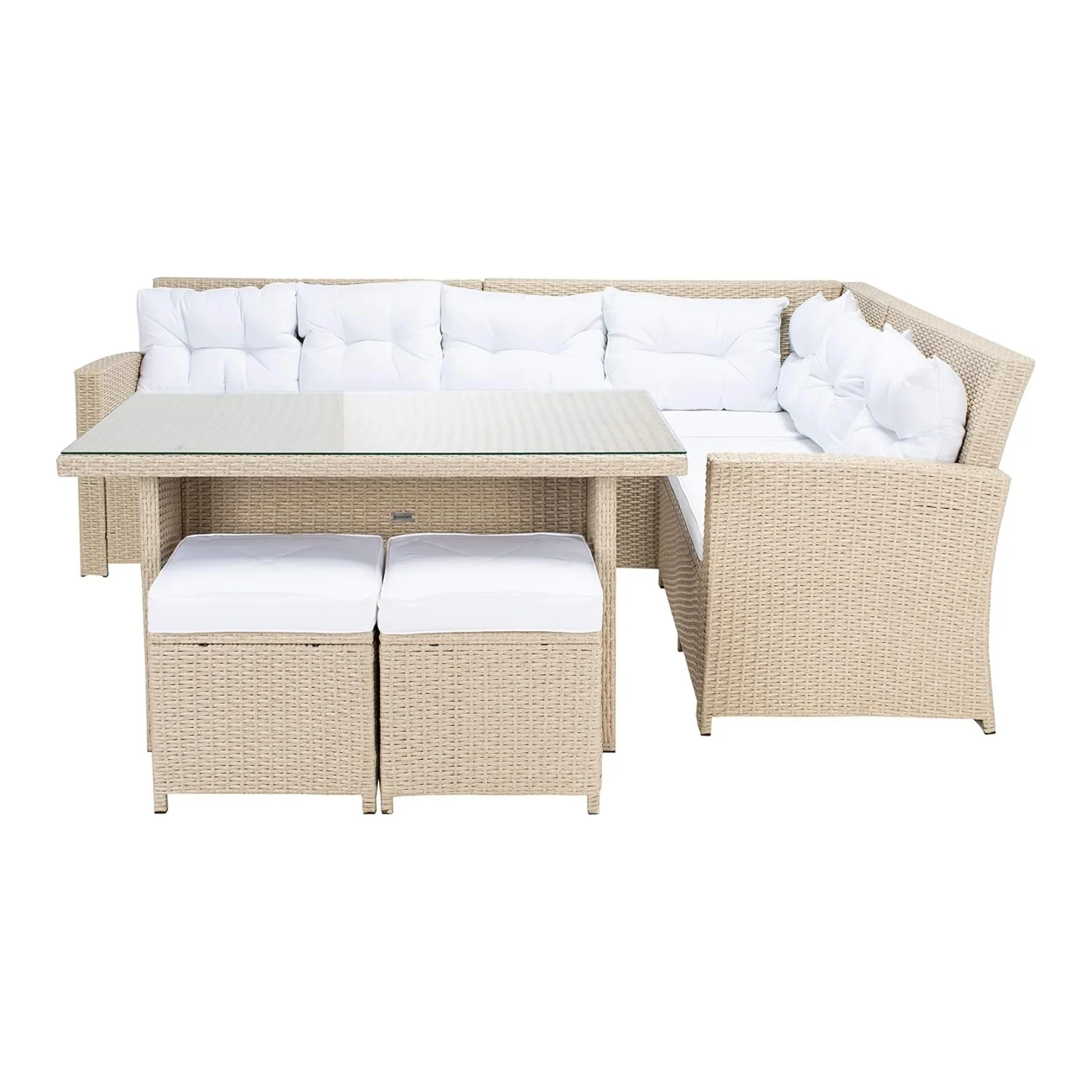5-Piece Wicker Patio Conversation Set (Beige/White) - Image 4