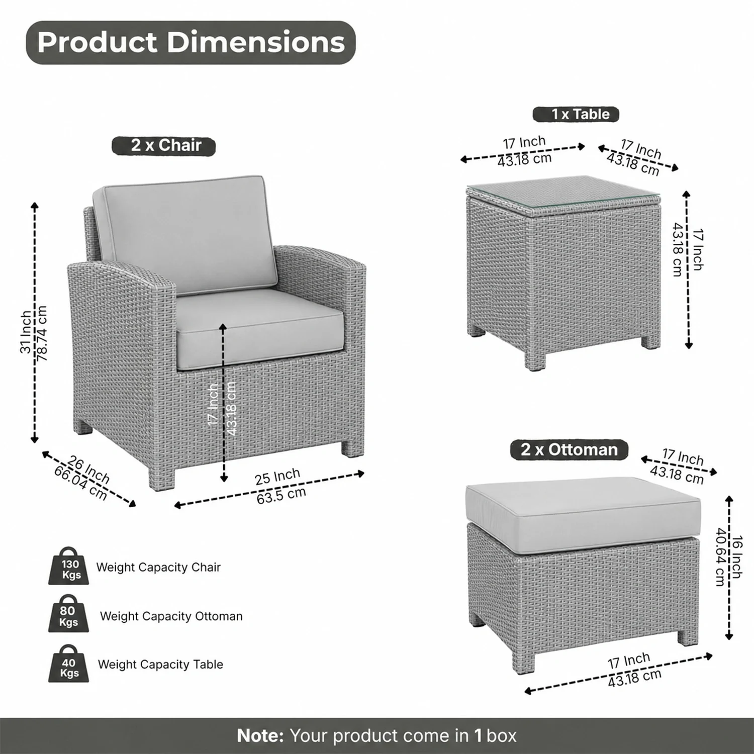 5 Pieces Patio Furniture Set - Image 3