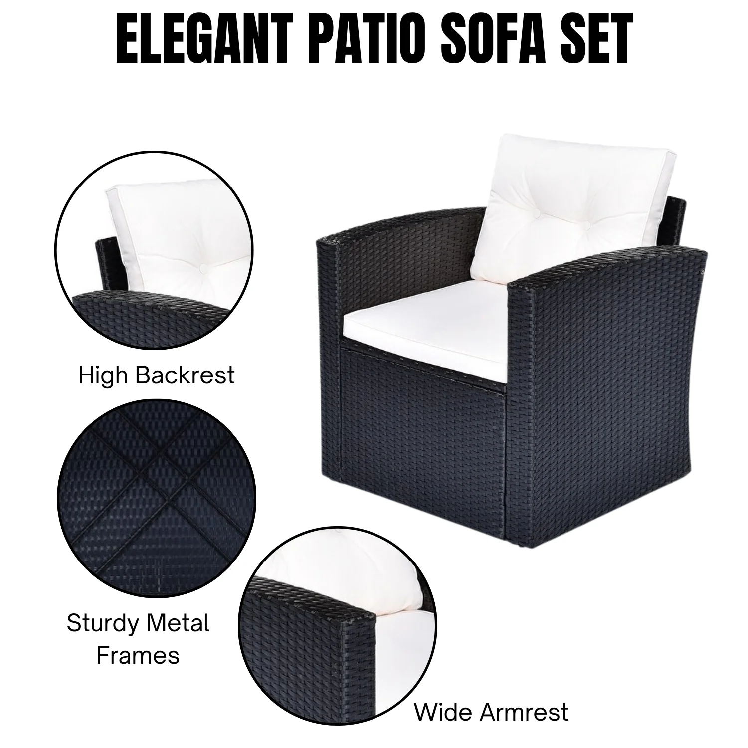 6 Piece Outdoor Conversation Set All Weather Wicker Sectional Sofa - Image 6