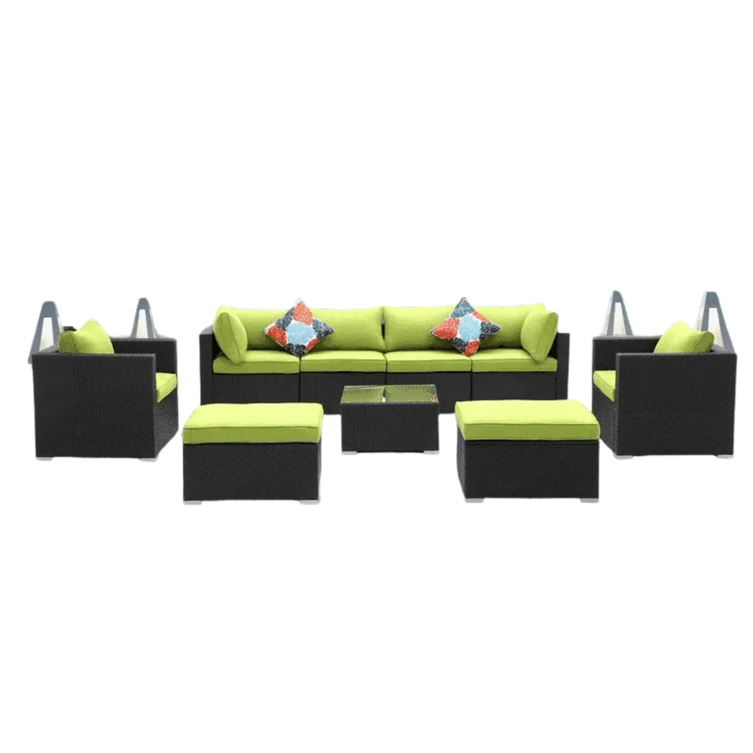 6-Piece Outdoor Conversation Set (Black & Green) - Image 12