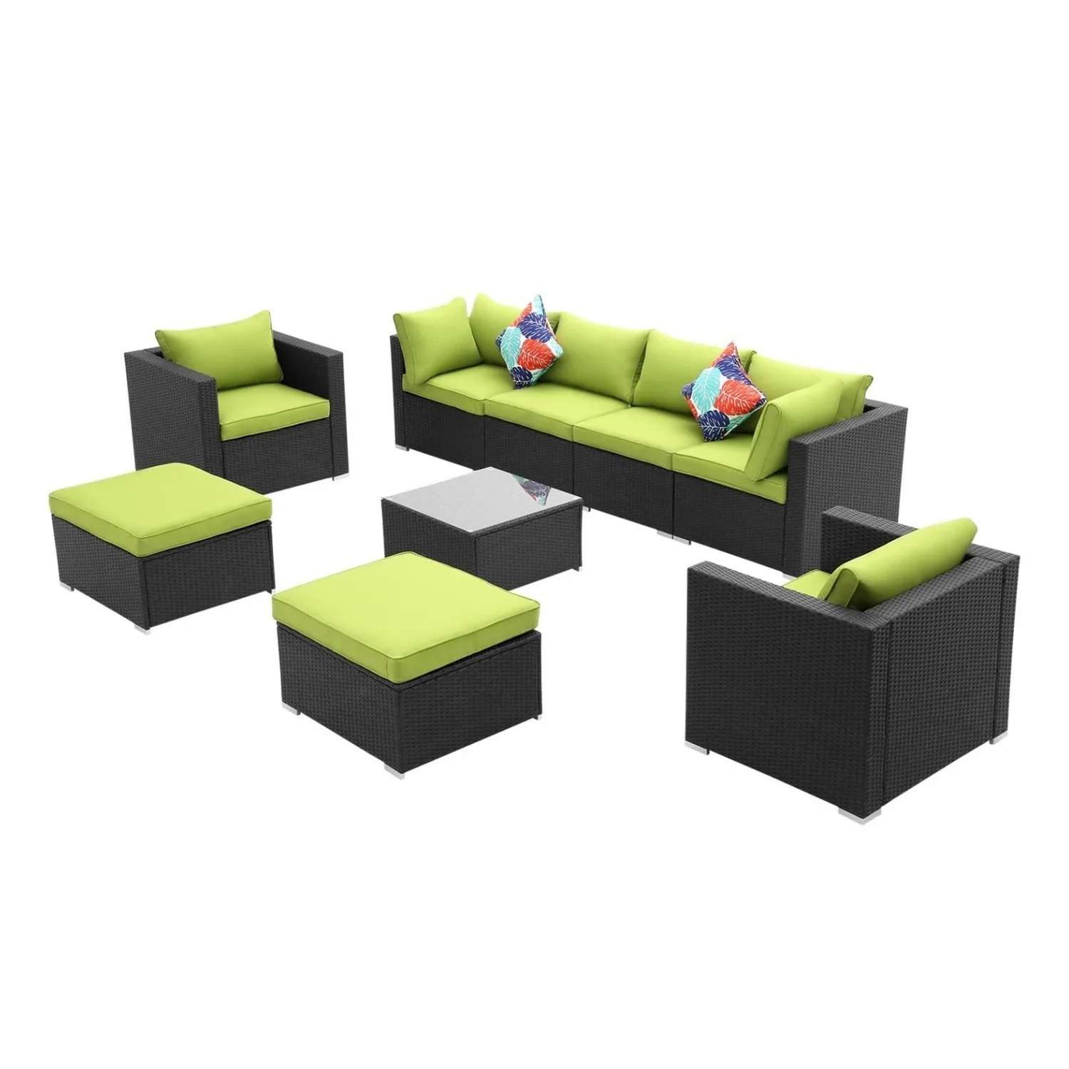 6-Piece Outdoor Conversation Set (Black & Green) - Image 5