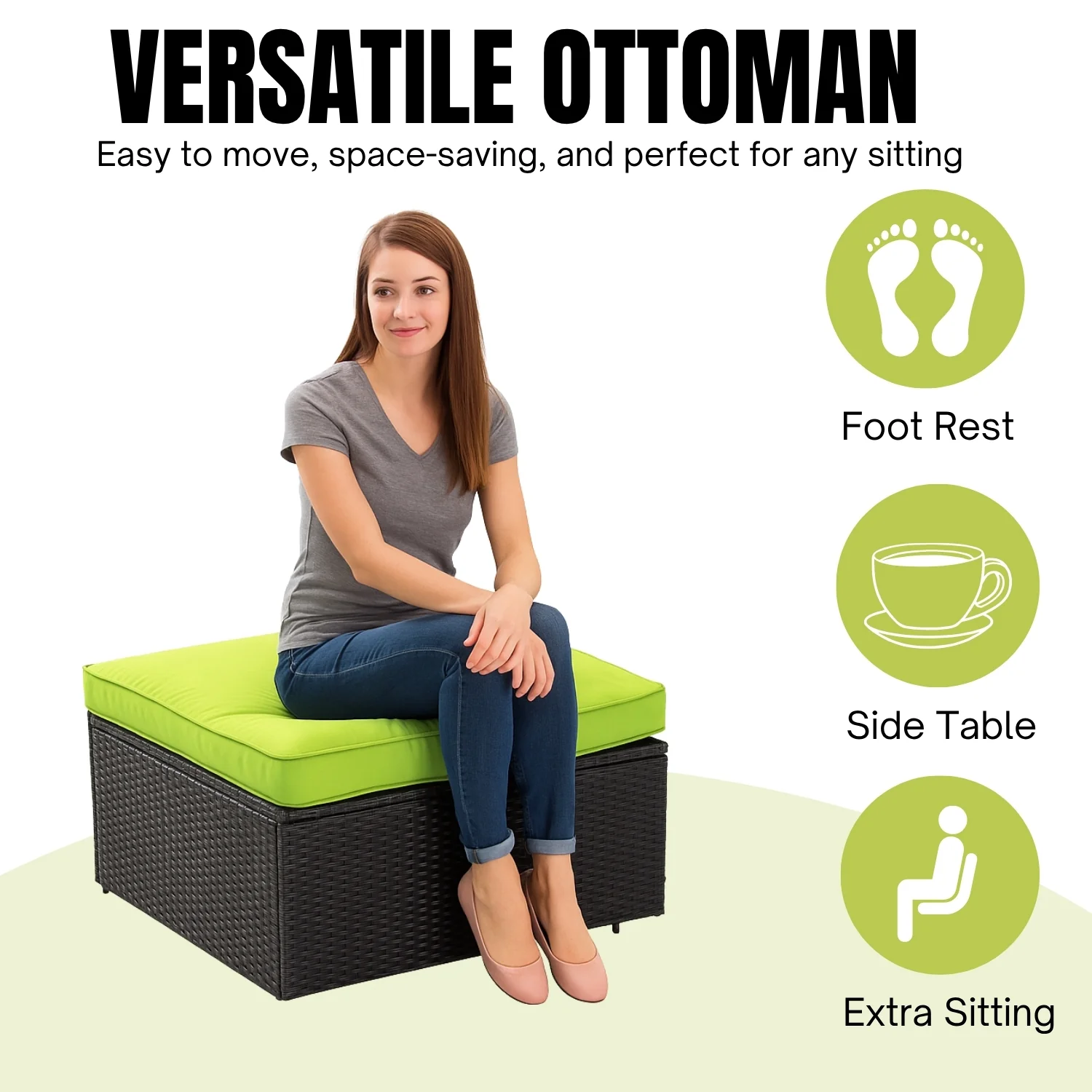 6-Piece Outdoor Conversation Set (Black & Green) - Image 9
