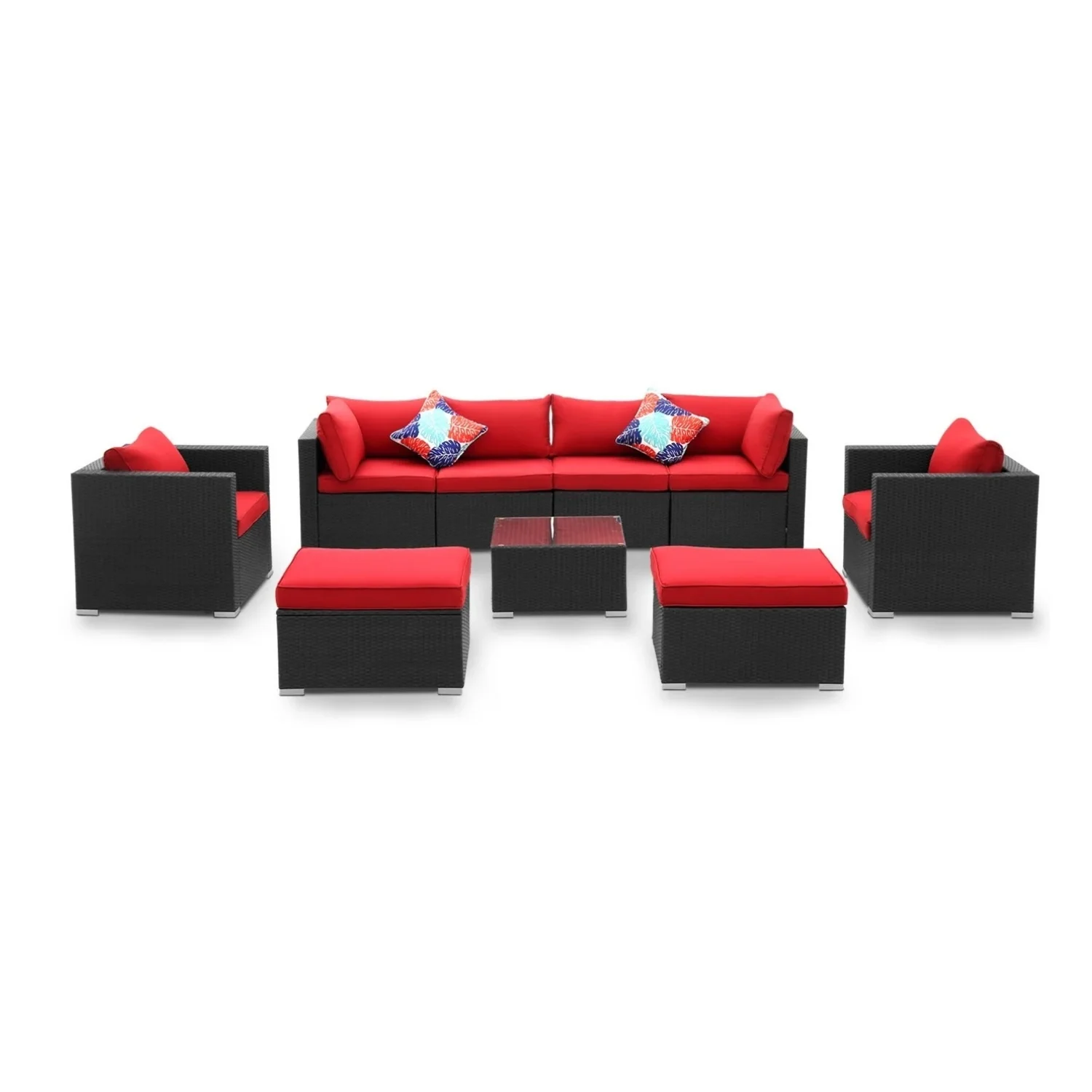 6-Piece Outdoor Conversation Set (Black & Red) - Image 12