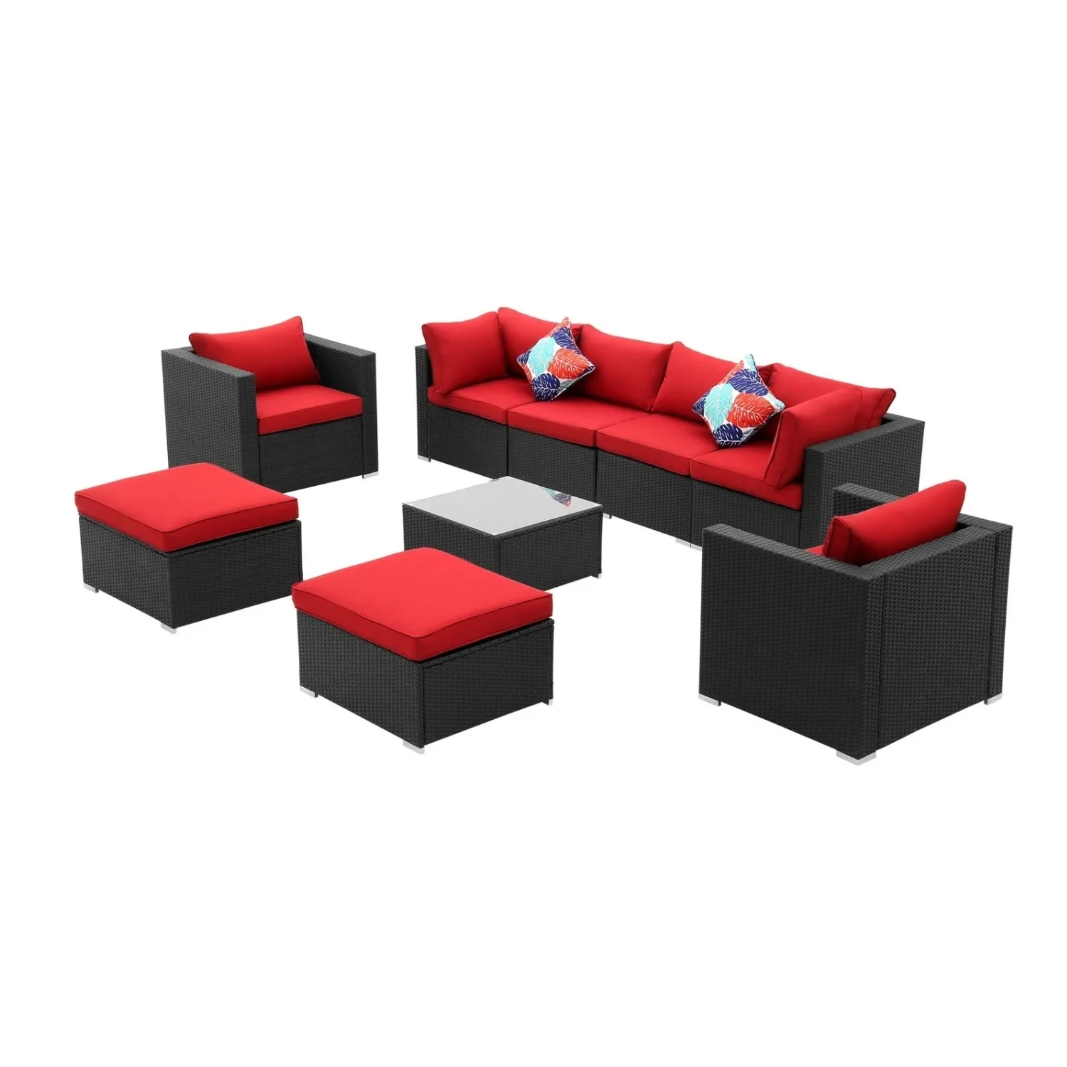 6-Piece Outdoor Conversation Set (Black & Red) - Image 5
