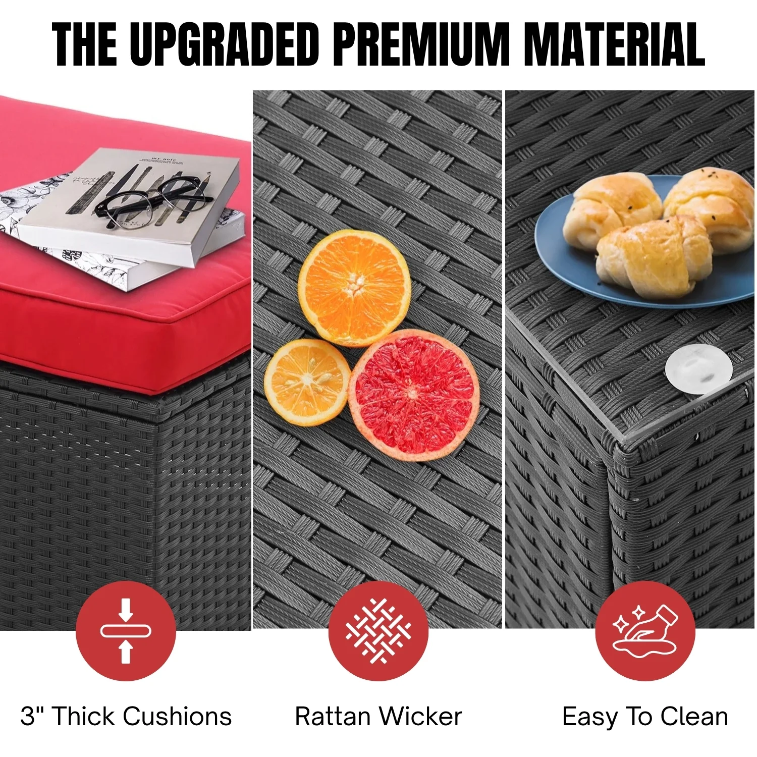 6-Piece Outdoor Conversation Set (Black & Red) - Image 7