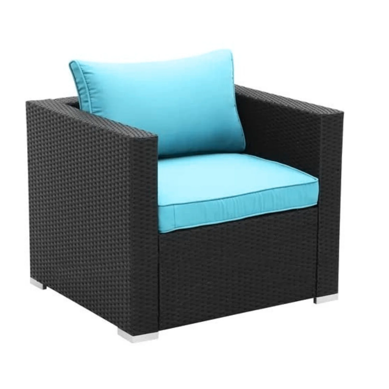 6-Piece Outdoor Conversation Set (Black & Sky-Blue) - Image 4