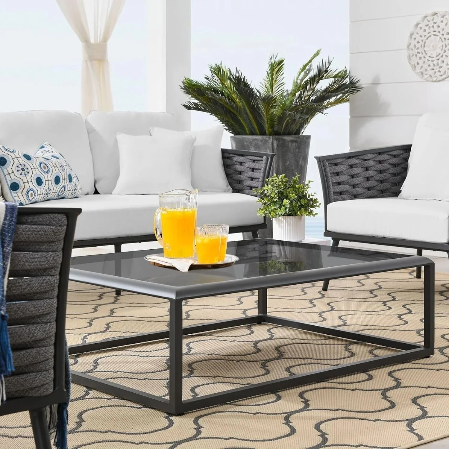 6-Piece Outdoor Rope Sofa Set (Grey & White) - Image 13