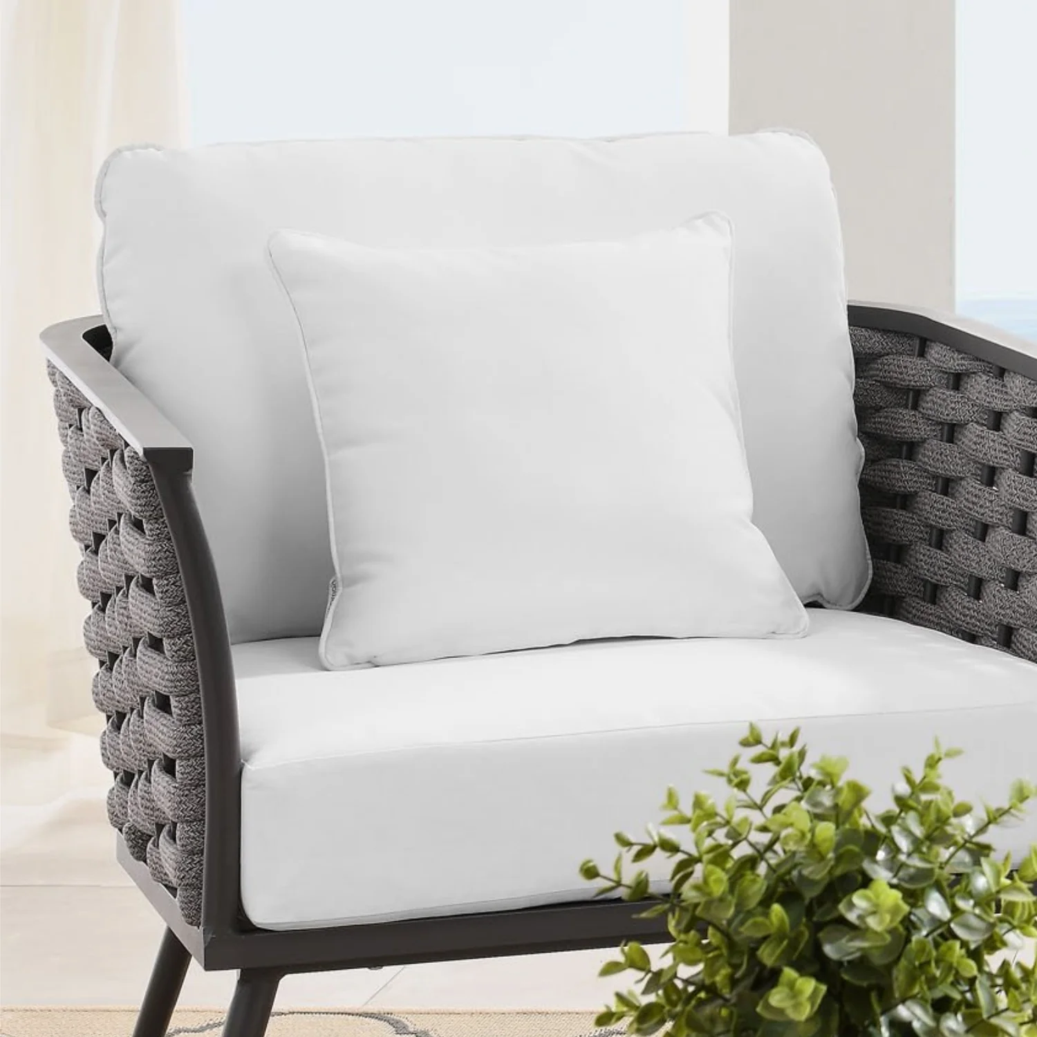 6-Piece Outdoor Rope Sofa Set (Grey & White) - Image 4