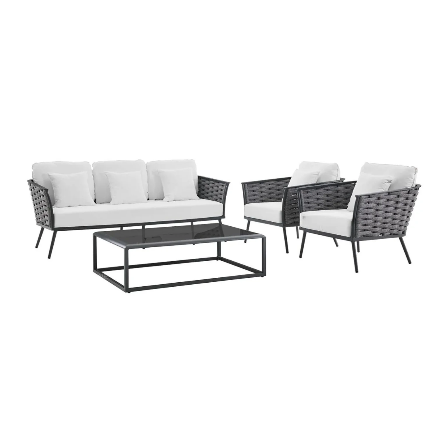 6-Piece Outdoor Rope Sofa Set (Grey & White) - Image 5