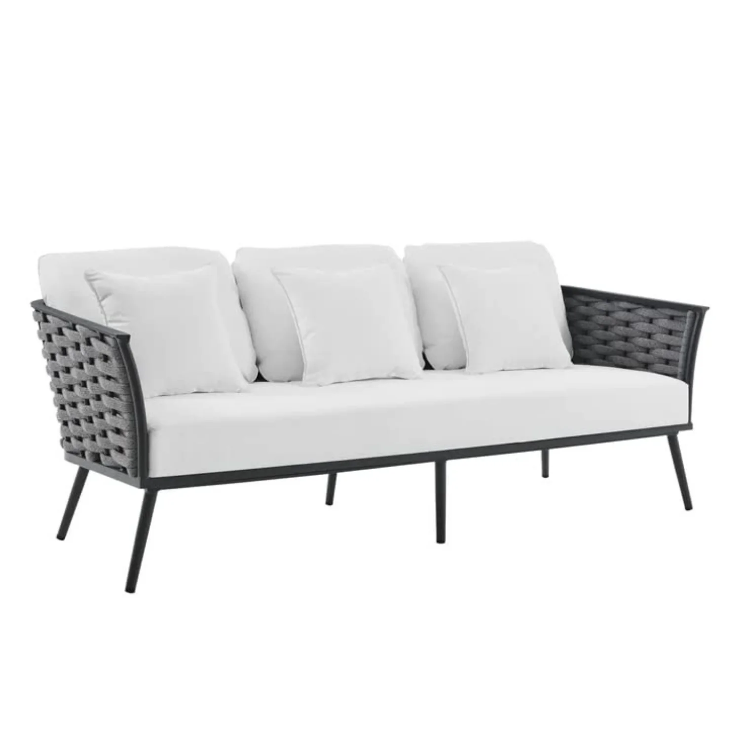 6-Piece Outdoor Rope Sofa Set (Grey & White) - Image 9