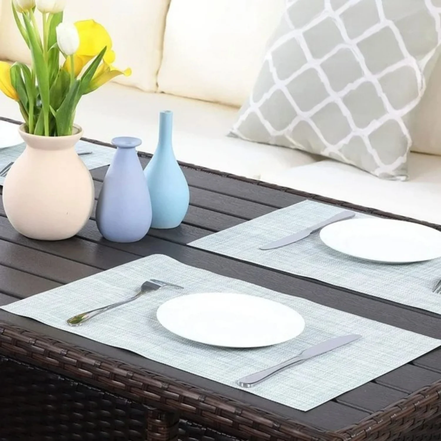 6-Pieces L-Shape Patio Rattan Dining Set - Image 10