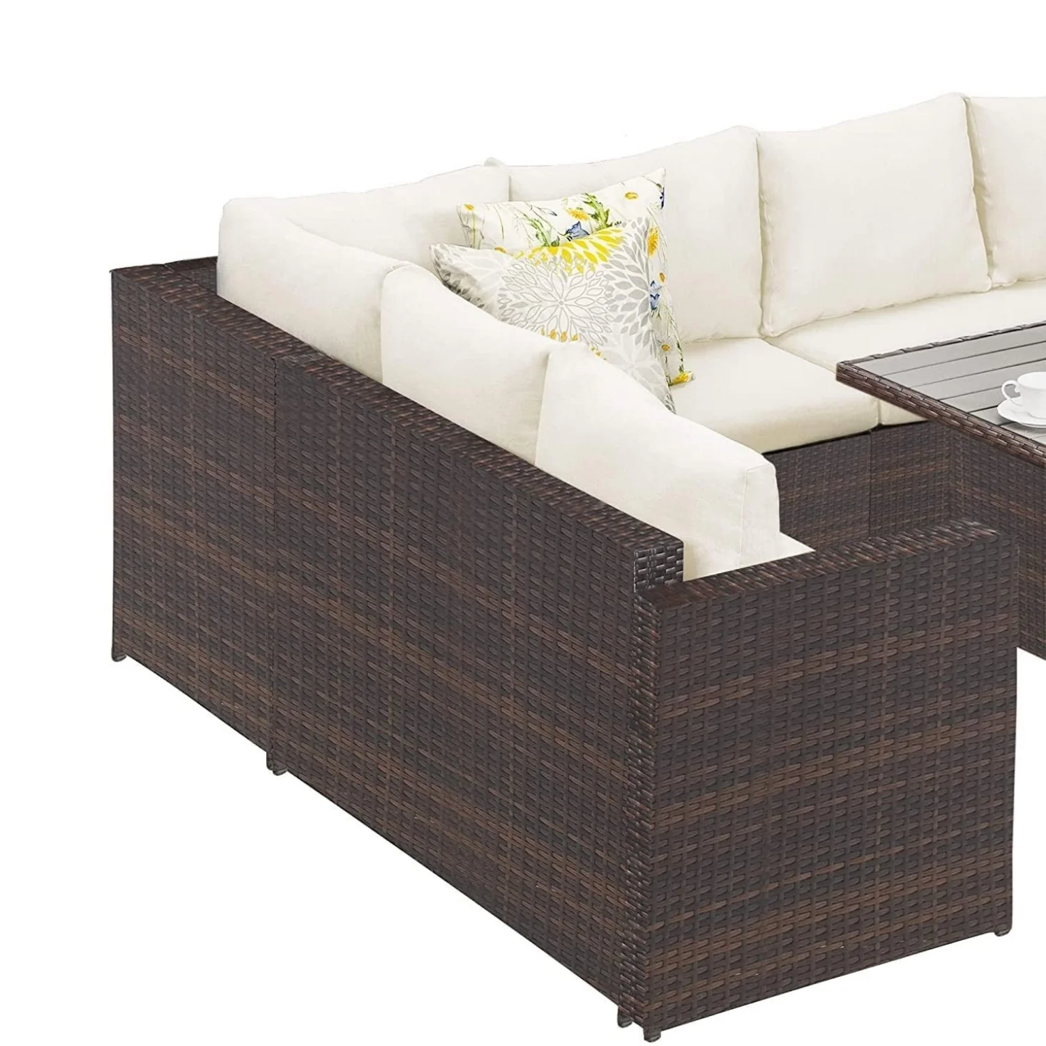 6-Pieces L-Shape Patio Rattan Dining Set - Image 3