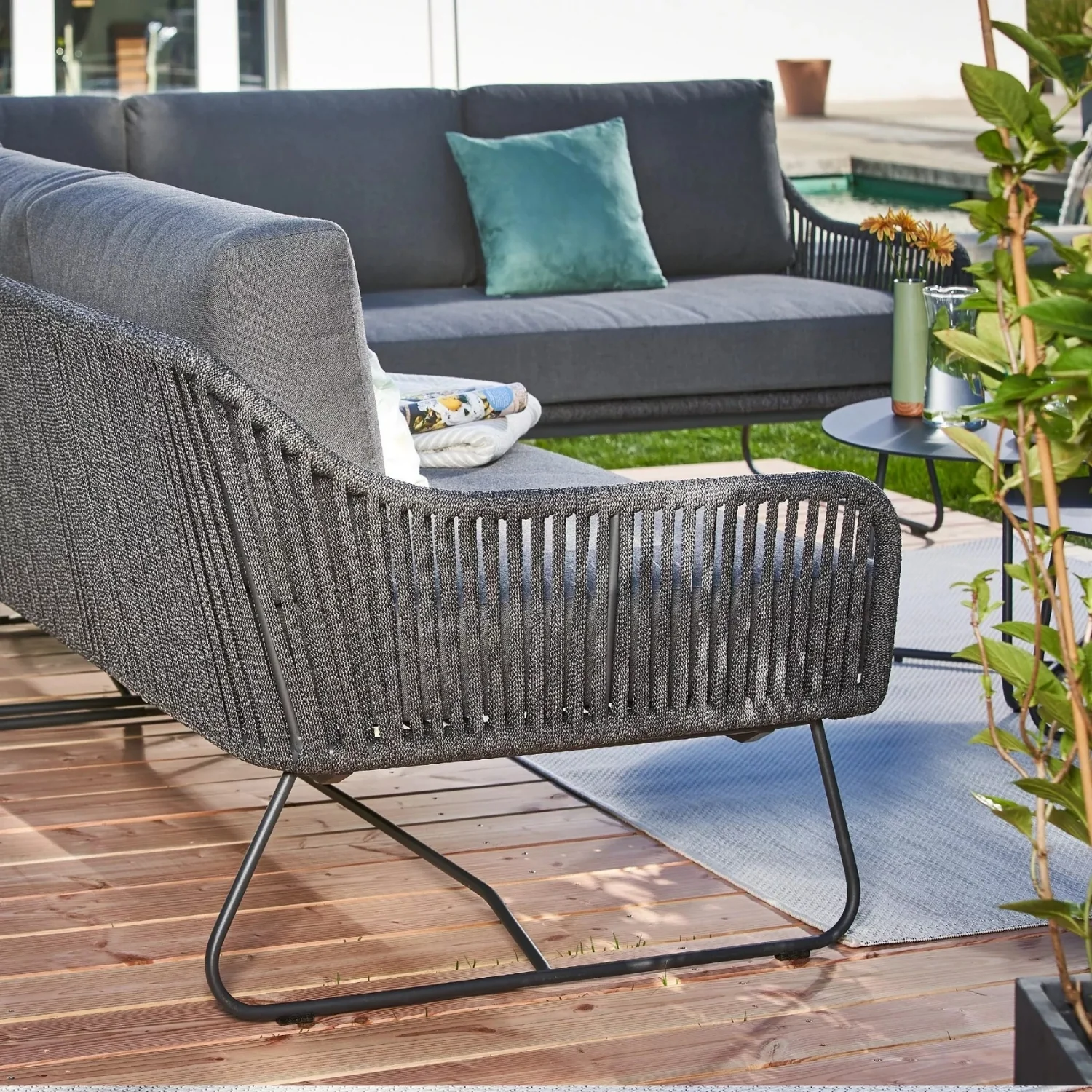 5-Seater L-Shape Outdoor Rope Sofa Set - Image 8